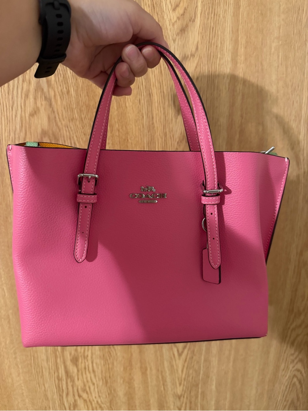 Coach Pink Leather Satchel with Top Handles